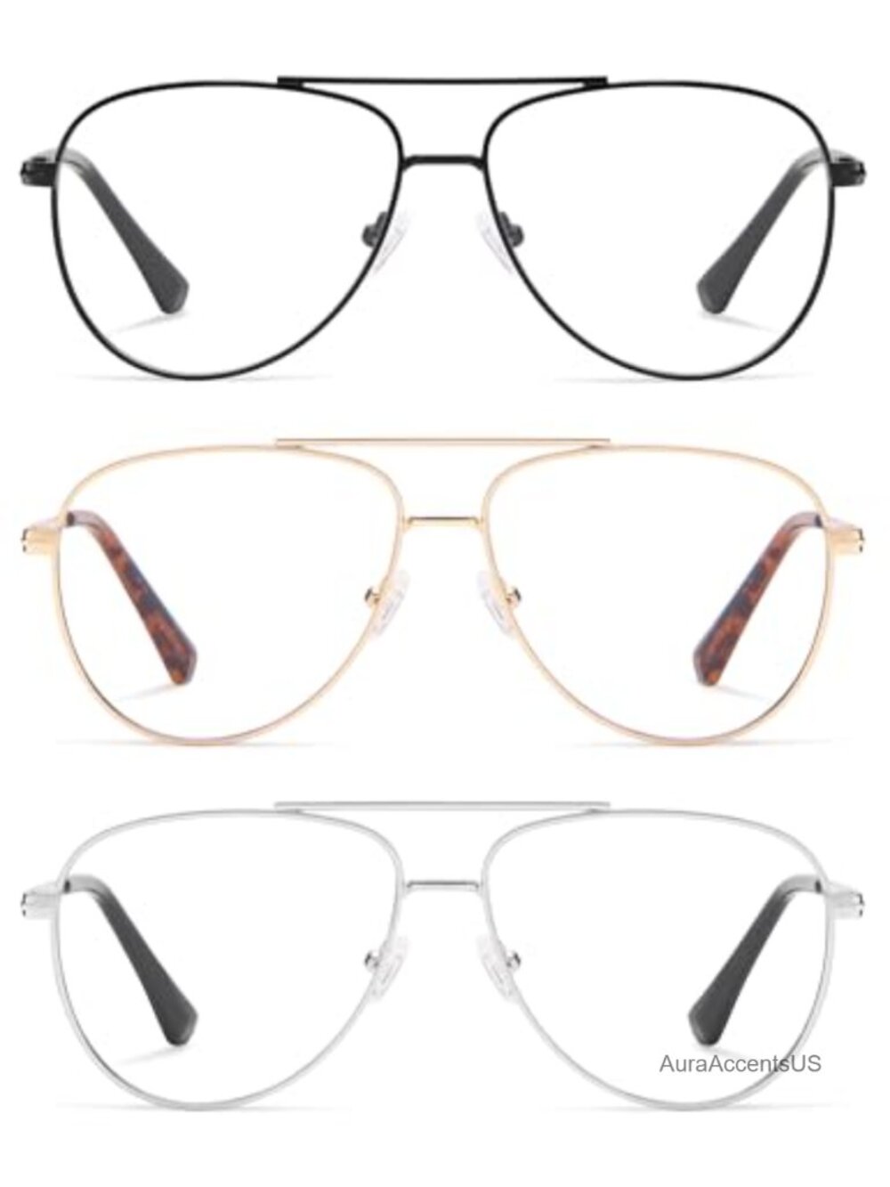 Aviator Blue Light Blocking Reading Glasses 3 Pack Spring Hinge Medium